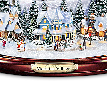 The Bradford Exchange Thomas Kinkade Victorian Christmas Village Snowglobe 
