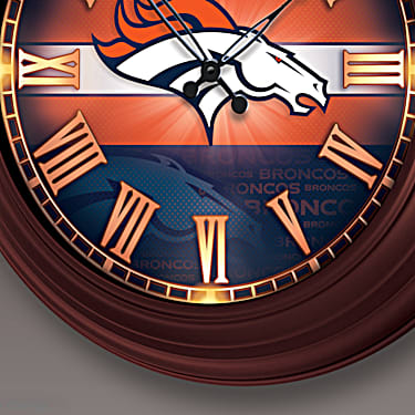Denver Broncos 12" Art Glass Clock 