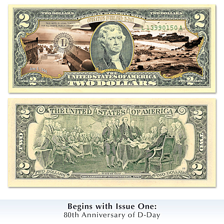WORLD WAR II Multi-Iconic Historical Images WWII Genuine Legal Tender $2 Bill 