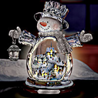 Thomas Kinkade Crystal Snowman Figurine Featuring Light-Up