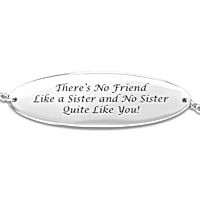 Always My Sister Diamond Silver Plated Bracelet With Heart Charm