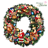 Santas Busy Season Illuminated Christmas Wreath