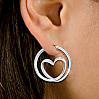 Forever In My Heart Sterling Silver Hoop-Style Earrings