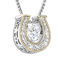 Horseshoe Pendant With 18K Gold-Plated Accents And A White