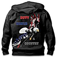 Duty, Honor & Country Mens Black Full-Zip Hoodie Featuring