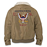 U.S. Navy Semper Fortis Mens 100% Cotton Twill Khaki Bomber