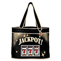 Jackpot! Tote Bag Womens Black Tote Bag Featuring Quilted
