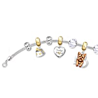 Yorkie Bracelet For Mom With Charms Plated In Sterling Silver And 18K Gold