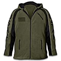 U.S. Air Force Green Fleece Jacket With Raglan-Style Sleeves And USAF  Symbol Appliqued On The Back