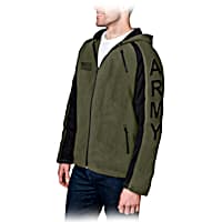 U.S. Army Green Fleece Jacket With Raglan-Style Sleeves And Army Logo  Appliqued On The Back