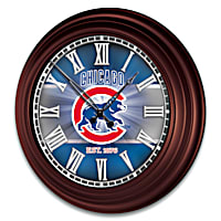 Chicago Cubs MLB Outdoor Illuminated Atomic Wall Clock Featuring A  Glass-Encased Face With Roman Numerals, Team Colors & Logos