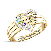 Birthstone My Family My Heart Personalized Ring
