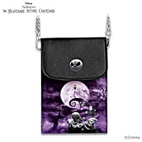 Disney Tim Burtons The Nightmare Before Christmas Womens Faux Leather  Crossbody Cell Phone Handbag In Black & Purple Hues With An Adjustable Strap