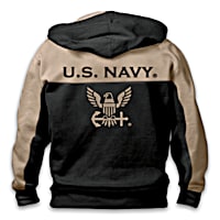 Men's U.S. Navy Hoodie – Full-Zip Hoodie With Embroidered Men's U.S. Navy Hoodie – Full-Zip Hoodie With Embroidered