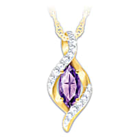 18K Gold-Plated Pendant Adorned With A Marquise-Cut Amethyst