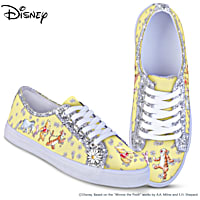 Disney Winnie The Pooh Ever Sparkle Womens Yellow Canvas Shoes Featuring Art Of Your Favorite Winnie The Pooh Characters With Silvery Glitter Trim
