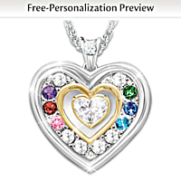 Personalized Heart-Shaped Birthstone Locket Pendant Necklace