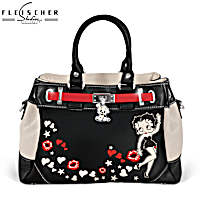 Betty Boop Handbag With Adjustable Shoulder Strap Featuring Pebbled Faux Leather And A Charm