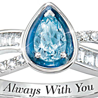 Aquamarine Ring, Silver Band Ring, 925 Sterling Silver