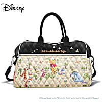 Let The Adventure Begin Disneys Winnie The Pooh Cream And Black Diamond Quilted Poly Twill Weekender Bag And A Trolley Sleeve For Easy Portability