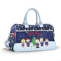 【Anyone more】Peanut Fleece Double Duffel Quilted Jumper PEANUTS Christmas Bag – Snoopy Quilted Weekender Duffle For