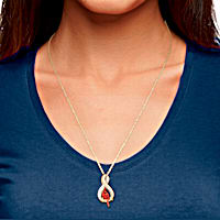 18K Gold-Plated Cardinal Remembrance Pendant Featuring An