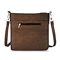 Brown Faux Leather Handbag Featuring An All-Over Tan Pattern