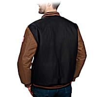 Personalized Mens Black Wool Blend Varsity Jacket Featuring Personalized Mens Black Wool Blend Varsity Jacket Featuring