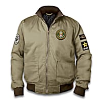 U.S. Army Mens Full-Zip Khaki Bomber Jacket Featuring 4