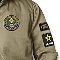 U.S. Army Mens Full-Zip Khaki Bomber Jacket Featuring 4