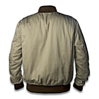 U.S. Navy Mens Full-Zip Khaki Bomber Jacket Featuring 4 U.S. Navy Mens Full-Zip Khaki Bomber Jacket Featuring 4