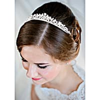 素晴らしい価格 Rhodium-Plated Liner Headband Velvet Cushioned A With Tiara その他