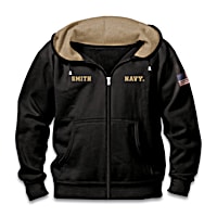 Personalized U.S. Navy Hoodie – Black Knit Fleece-Lined With