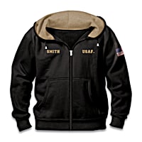 Personalized U.S. Air Force Black Knit Hoodie With Fleece