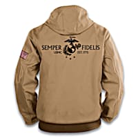 U.S. Marine Corps Khaki Canvas Jacket With Soft Quilted Lining Featuring The USMC Emblem On The Back