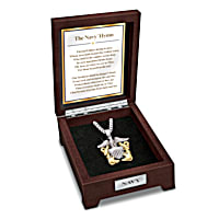 Stainless Steel U.S. Navy Emblem Pendant Featuring 24K Gold