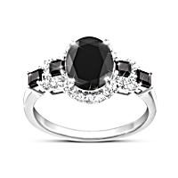 Sterling Silver Ring With An Oval-Shaped Faceted Black Onyx