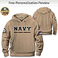 Tan Pullover Hoodie With Varsity Lettering That Spells Out