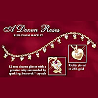 A dozen roses ruby best sale engraved charm bracelet
