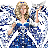 Sparkling Blue Willow China Pattern Lady Figurine