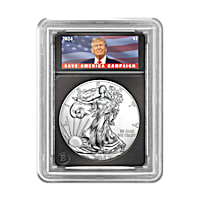 Donald Trump 99.9% Silver Eagle Coins With Display Case