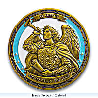 Pièce Commémorative Saint Michel – Gold Challenge Coin – Avec Prière USA – Collection – Diamètre 40 Mm – Boîtier Plastique Inclus