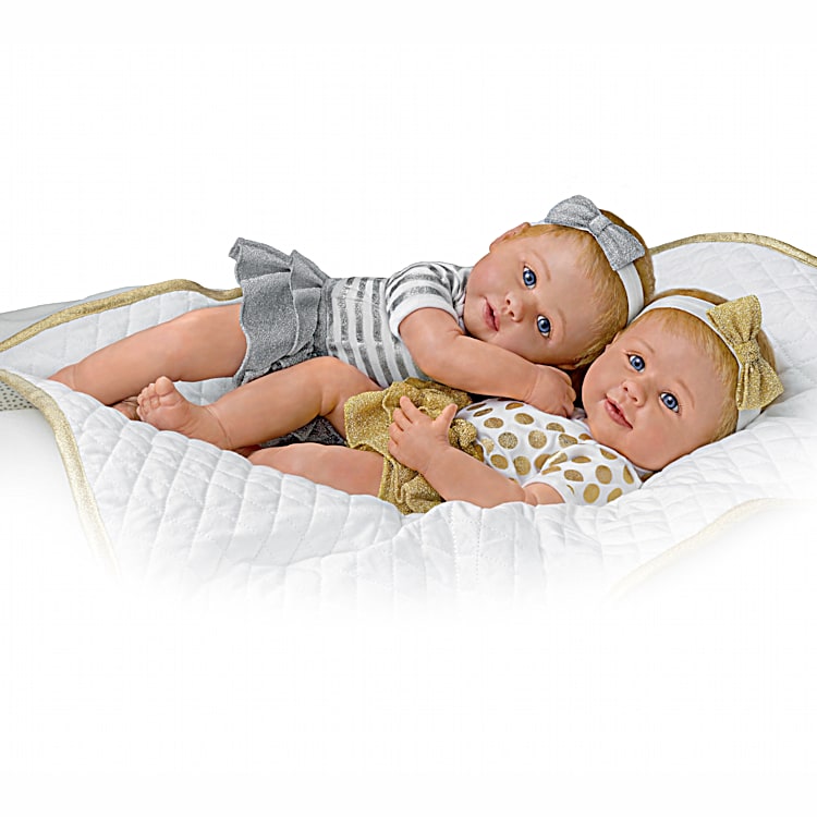 Linda Murray Silver And Gold Twins Baby Doll Set