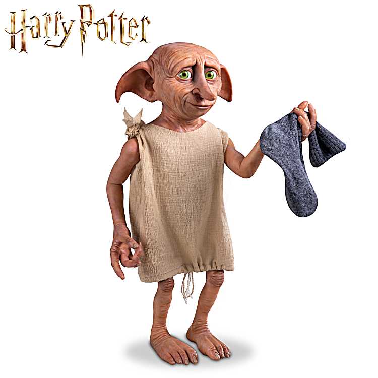 HARRY POTTER DOBBY THE HOUSE ELF Hand-Painted Poseable Portrait Figure  Featuring Cotton Pillowcase Outfit With Sock