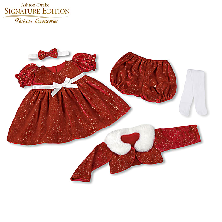 My First Christmas 5 Piece Red Sateen Dress Custom Baby Doll Ensemble That Fits Dolls 17 To 19 By Designer Victoria Jordan