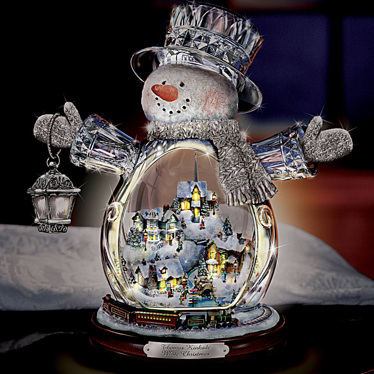 Thomas Kinkade Crystal Snowman Figurine Featuring Light-Up Thomas Kinkade Crystal Snowman Figurine Featuring Light-Up