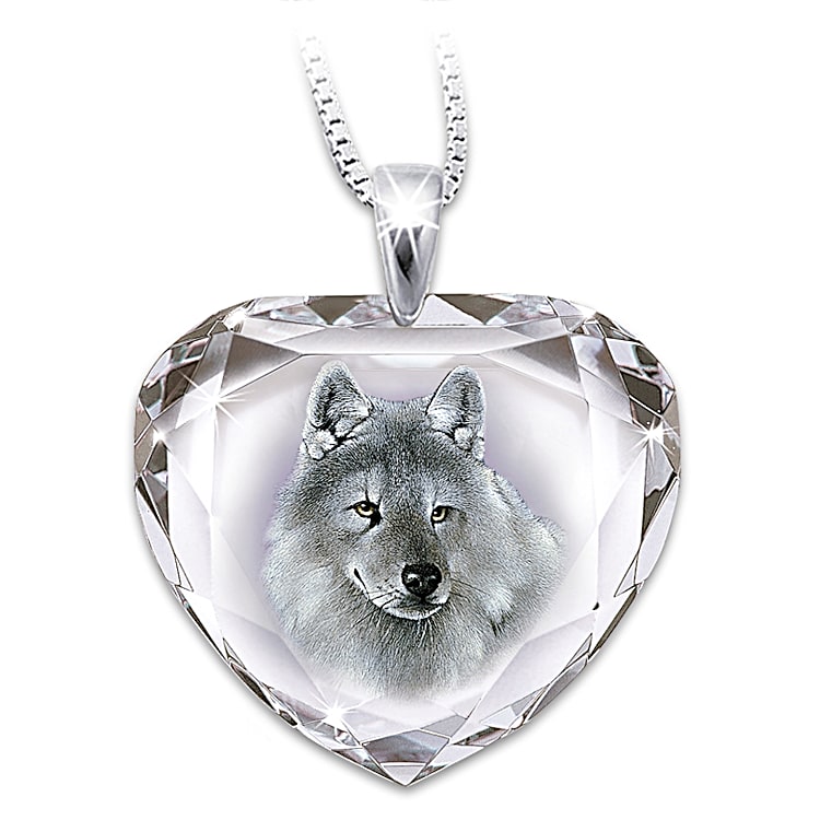 Crystal online wolf pendant