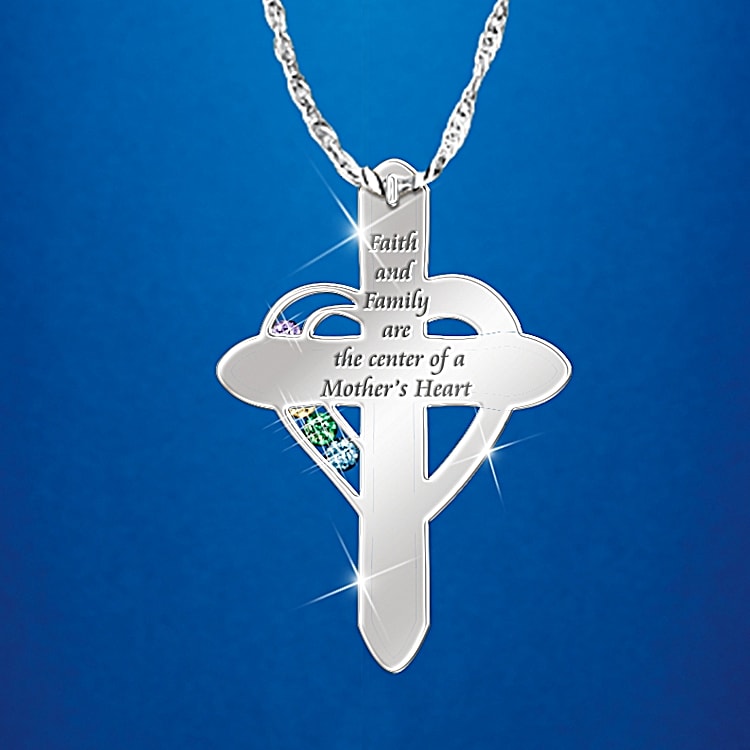 Cross Family Birthstone Pendant or Necklace Cross Family Birthstone Pendant or Necklace