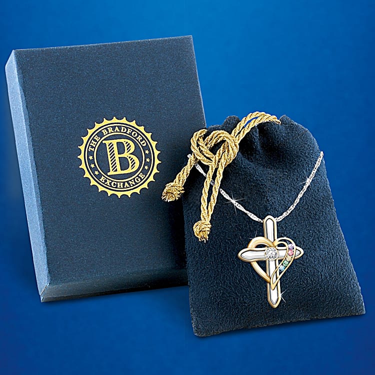 Diamond and Birthstone Personalized Pendant Necklace A Mothers Faith and Family