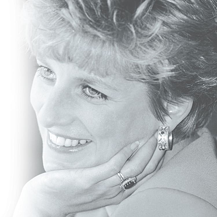Princess Diana Replica Ring With Created Blue Sapphire Center Stone And 14 Simulated Diamonds